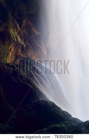 Waterfall in the Natural Park of the Monasterio de Piedra, Zaragoza, Aragon, Spain.