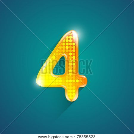Alphabet Numbers 4.crystal Style.vector Illustration.