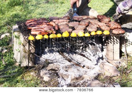 Muž Bbq sada