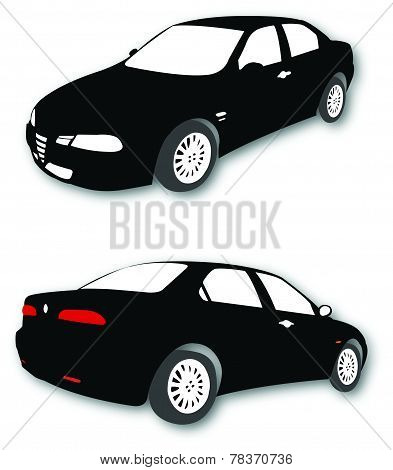 Silhouettes of Car vector black