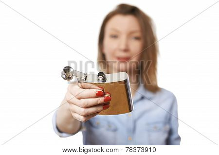 Woman witn flack