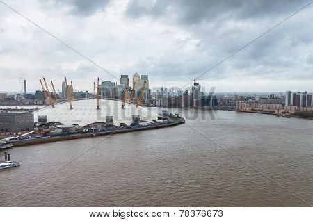 The O2 Arena In London On A Rainy Day