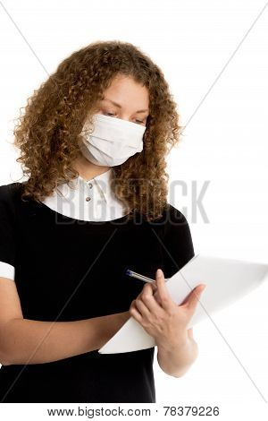 Office Employee Wearing Mask Caught Cold