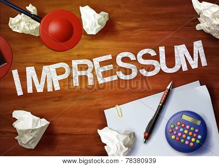 Impressum Desktop Memo Calculator Office Think Organize