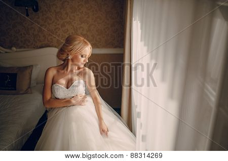 Blonde Bride With Her Groom