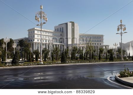Ashgabad, Turkmenistan - October 15, 2014: Central Square Of Ashgabad In October  15, 2014. Turkmeni