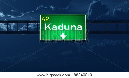 Kaduna Nigeria Highway Road Sign At Night