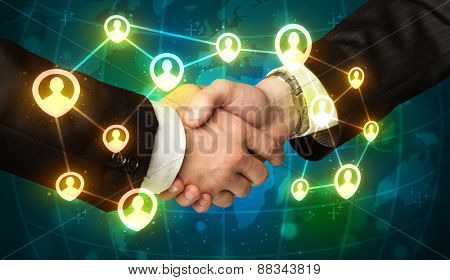 Business handshake, social netwok concept