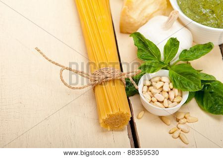 Italian Traditional Basil Pesto Pasta Ingredients