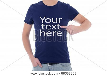 Close Up Of Man Showing T-shirt With 