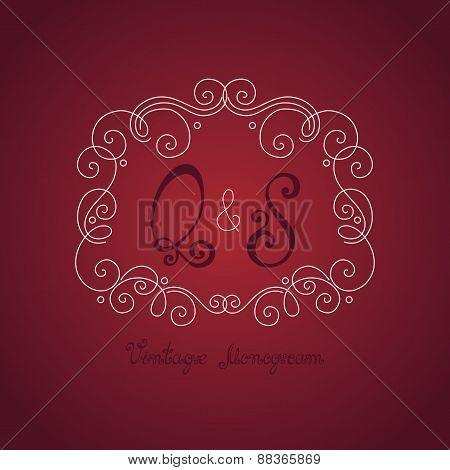 Vector Vintage Template With Ornate Monogram
