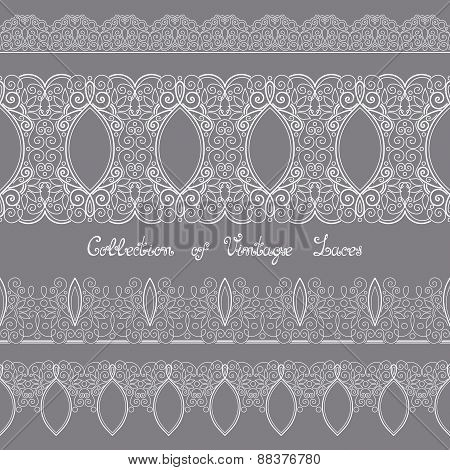 Vector Set Of Vintage Template With Ornate Laces
