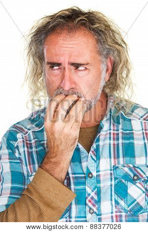 Jittery Man Biting Nails