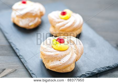 Zeppole san giuseppe typical sweet Italian naples with flour and eggs