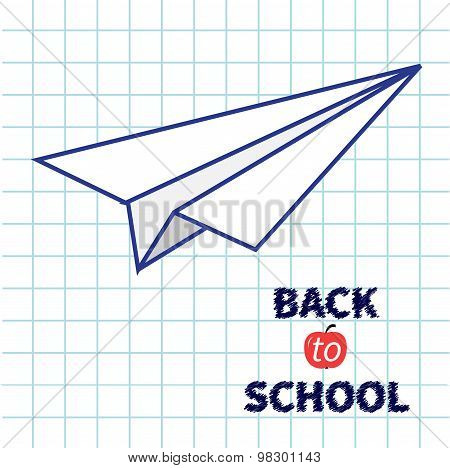 Origami Paper Plane Handdrawn Doodle Paper Sheet Background Exercise Book Back To School Flat Design