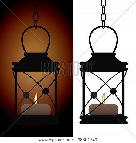 Old iron antique lantern lamp