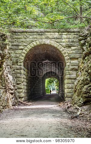 MKT tunnel on Katy Trail at Rocheport, Missouri. The Katy Trail is 237 mile bike trail stretching across most of the state of Missouri converted from an old railroad.