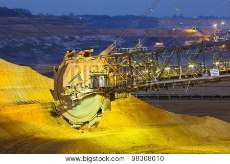 Bucket Wheel Excavator At Night