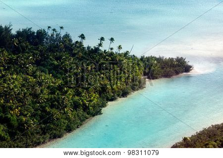 Aerial View Of Aitutaki Lagoon Cook Islands