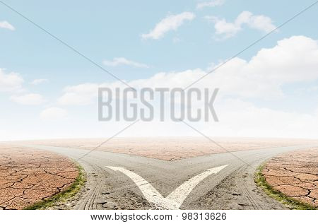 Concept of choice with crossroads spliting in two ways