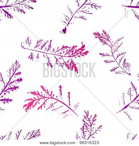 Seamless imprints pattern of the branched herbs.