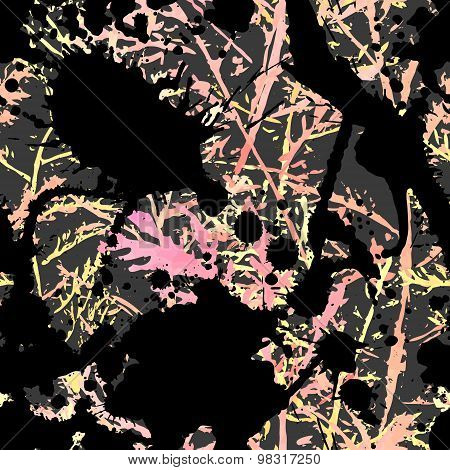 Seamless imprints pattern of the branched herbs.