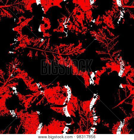 Seamless imprints pattern of the branched herbs.
