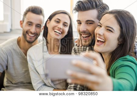 Friends faving fun and making a selfie
