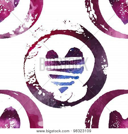 Seamless pattern with grunge hearts.