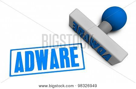 Adware Stamp or Chop on Paper Concept in 3d