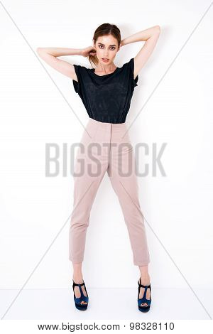 fasshion model pose on white background in studio