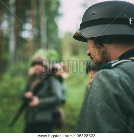 Unidentified re-enactor dressed as German soldier during events