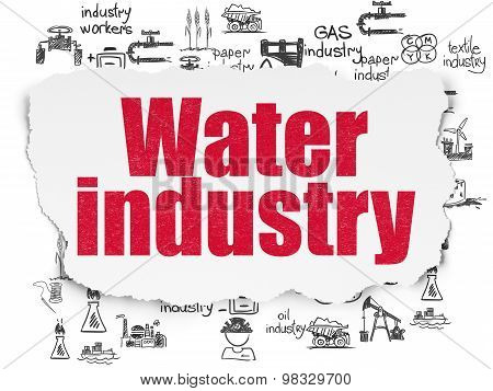 Manufacuring concept: Water Industry on Torn Paper background
