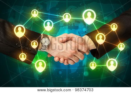 Business handshake, social netwok concept