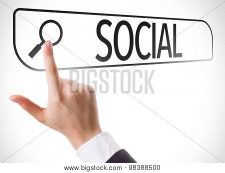Social written in search bar on virtual screen