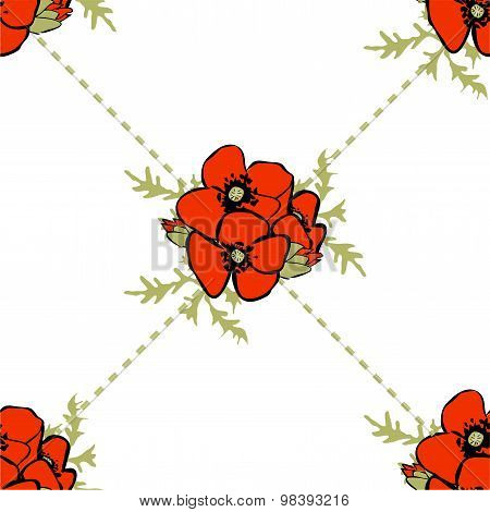 Poppy Floral Background Seamless Pattern