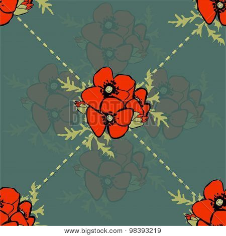 Poppy Floral Background Seamless Pattern