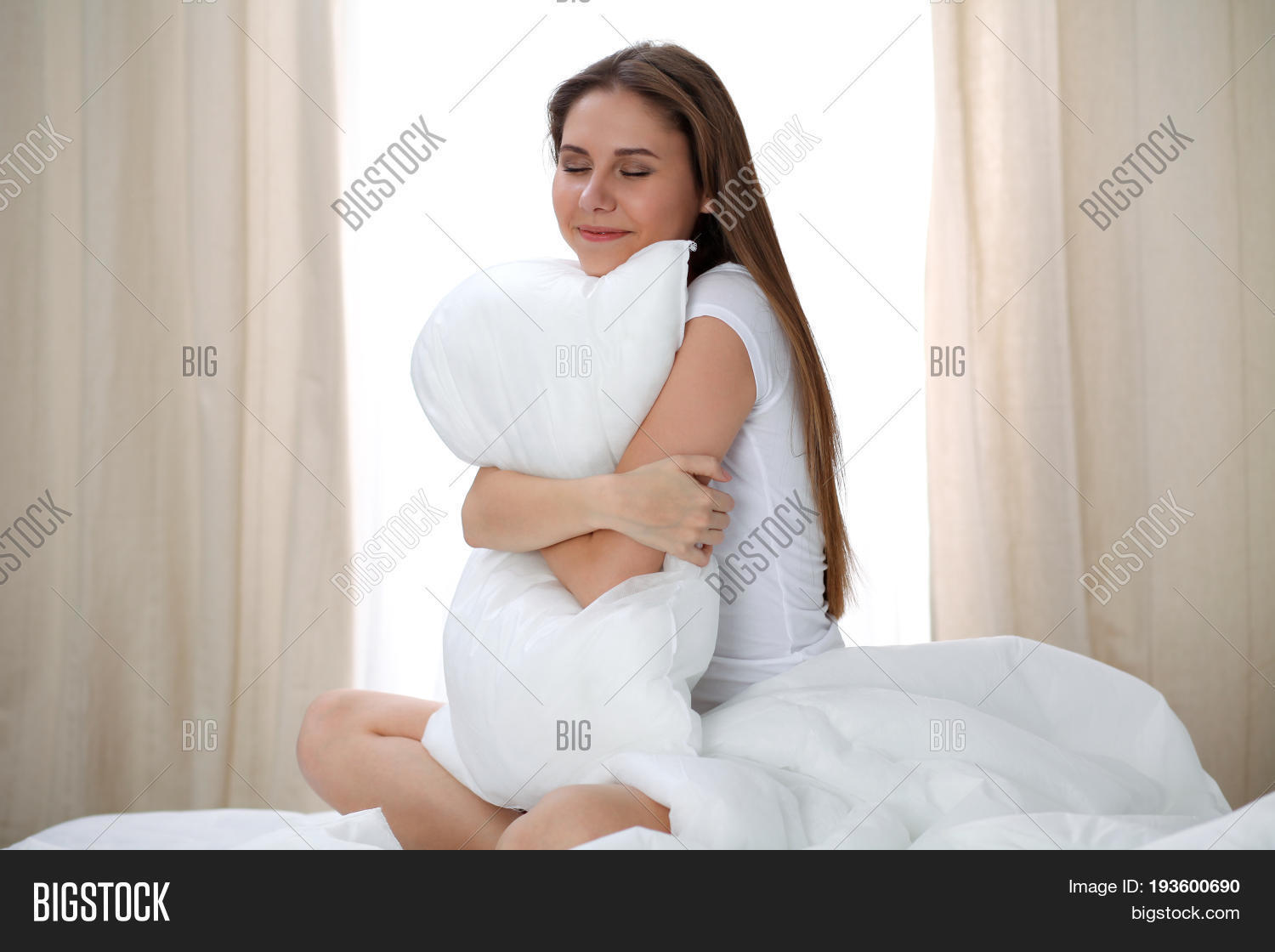 Woman Hugs Pillow Image & Photo (Free Trial) Bigstock