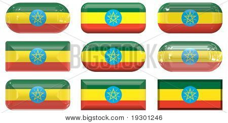 nueve botones de cristal de la bandera de Ethopia