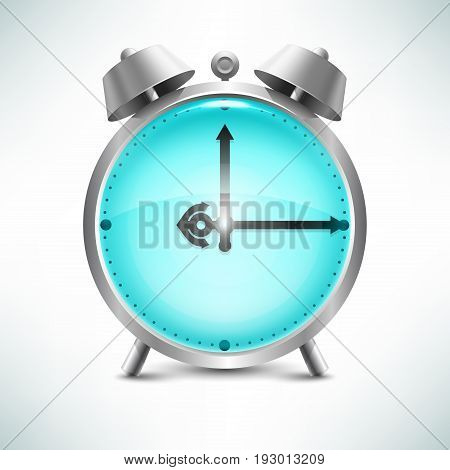 Vector stylized image of an alarm clock with the hands and dial marine aqua water.