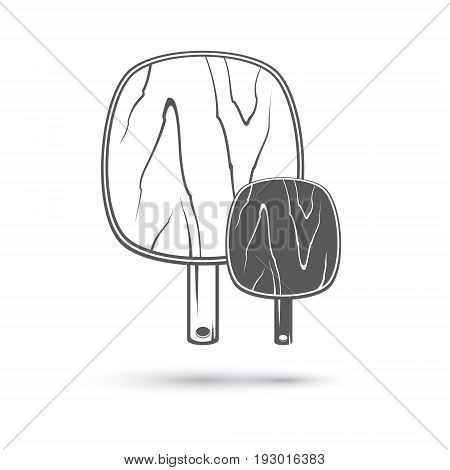 Two stylized vector image of black boards and white for cutting bread vegetables and other products.