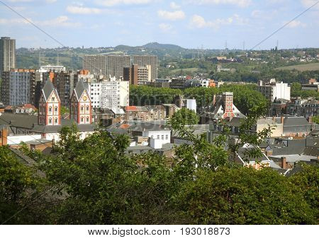 Stunning Cityscape of Liege View from the Bueren Mountain, Wallonia Region in Belgium