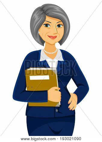 senior business women  holding a folder and looking confident