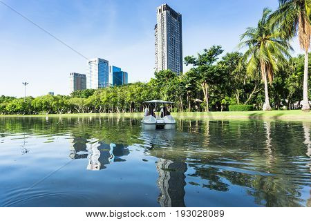 People are relaxing and doing activities at CHATUCHAK PARK A large public park in Bangkok Thailand.