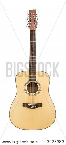 12 String Acoustic Guitar Isolated on a White Background