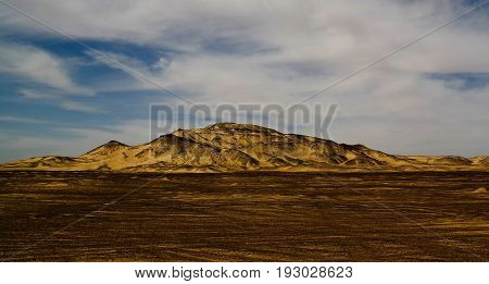 Mountain landscape in Black Desert near Bahariya Egypt