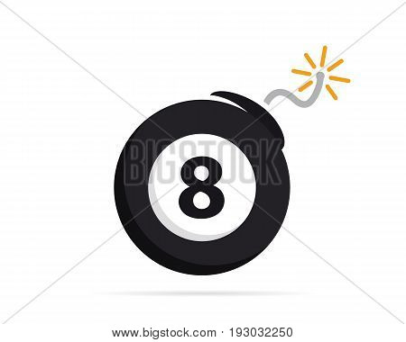 logo design combination of a billiard ball and bomb. Billiard ball and bomb symbol or icon