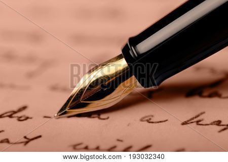 Pen fountain pen writing utensil writing instrument close up nib focus on foreground