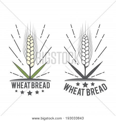 Vector logo for bread products with the image of wheat spikelets and case labels.