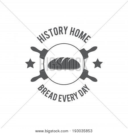Vector stylized image of the ears rolling pin for rolling dough and bread drawn in the form of a logo.
